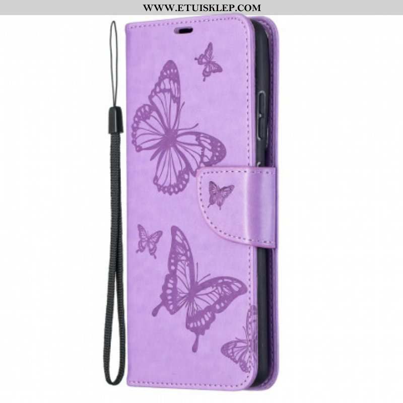 Etui Folio do Samsung Galaxy S21 Ultra 5G Motyle W Locie Z Smyczą
